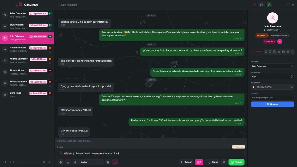 Composer de WhatsApp con grabación de nota de voz